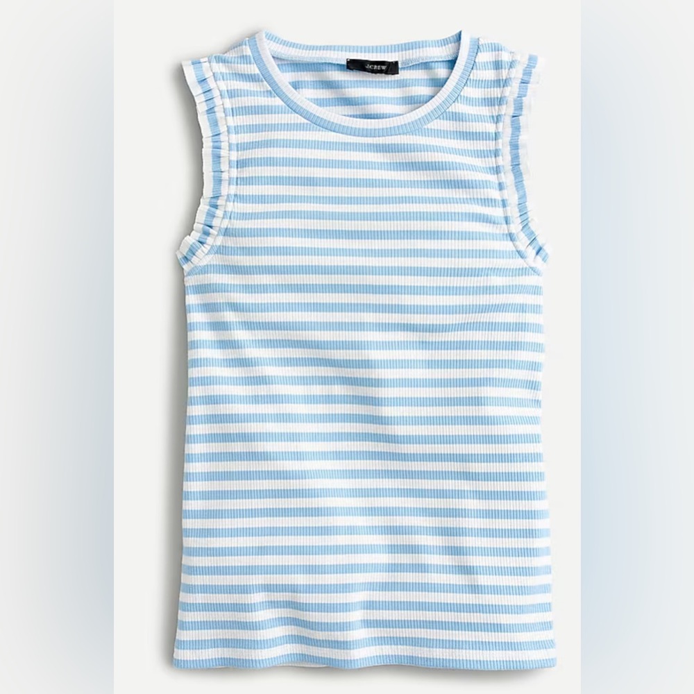 J. Crew Ribbed ruffle tank in stripe Size small